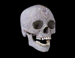 A diamond-encrusted platinum skull by British artist Damien Hirs